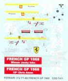 Ferrari 312 1st France 1968 Decal