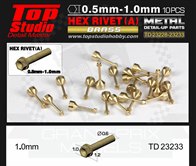 Hex Rivets 1.0mm Diameter Brass Type A (x10)