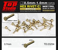 Hex Rivets 0.7mm Diameter Brass Type C (x10)