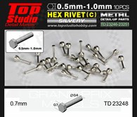 Hex Rivets 0.7mm Diameter Silvery Type C (x10)