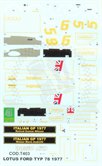 Lotus 78 JPS Mk3 1st Italy 1977  #5/6 Andretti/Peterson Decal