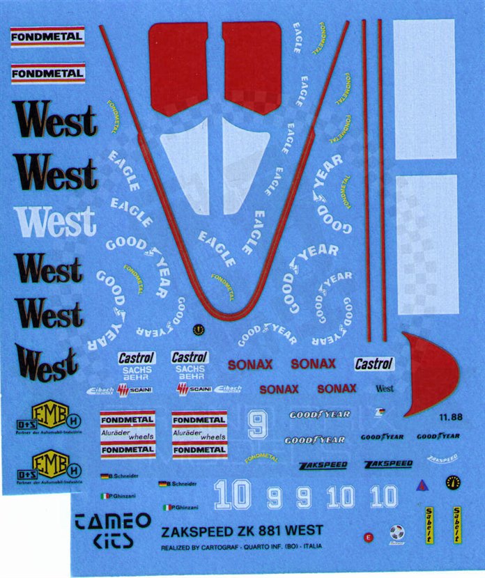 Zakspeed 881 Decal by Tameo Kits